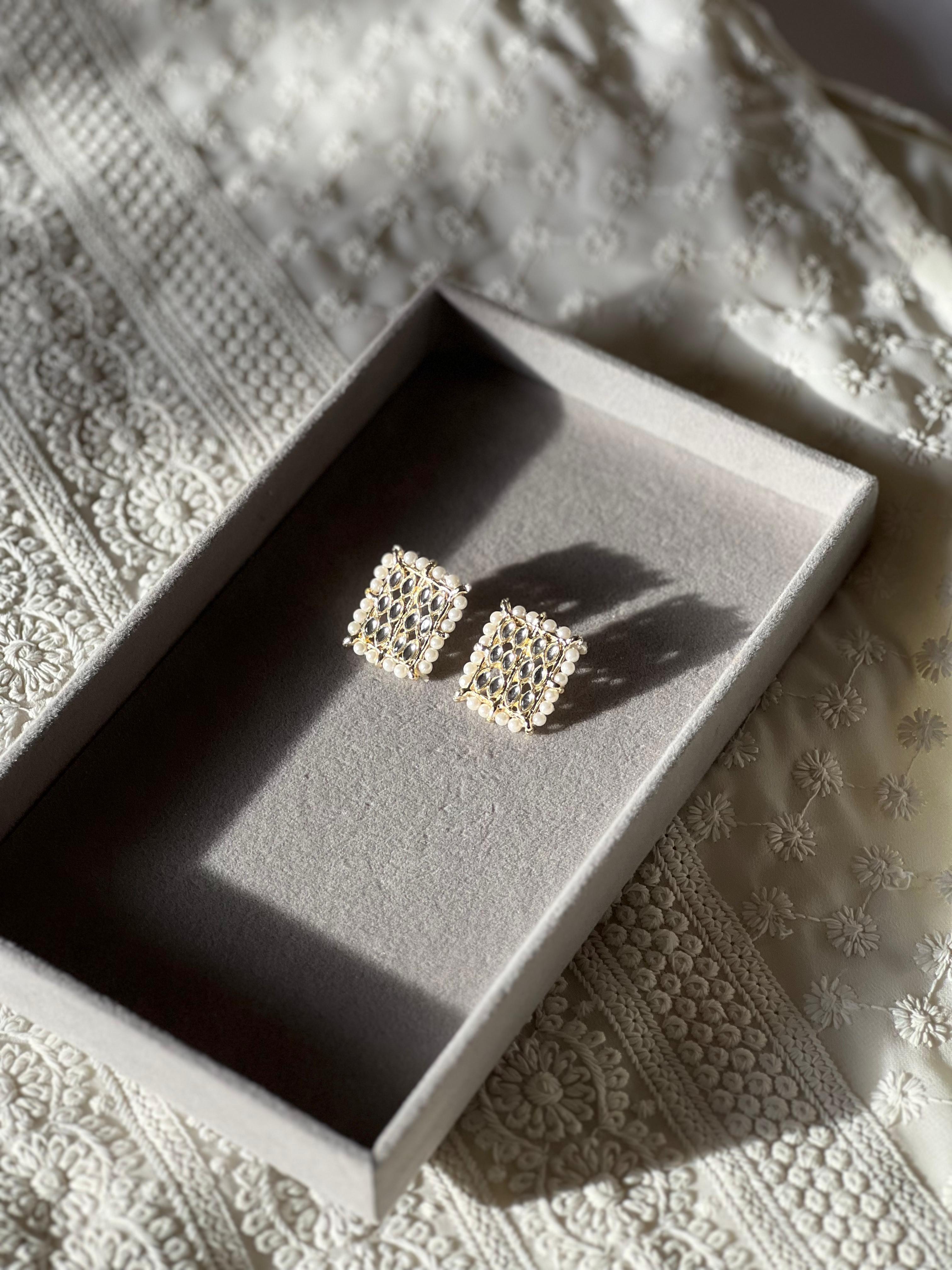 Pearl Square Earrings