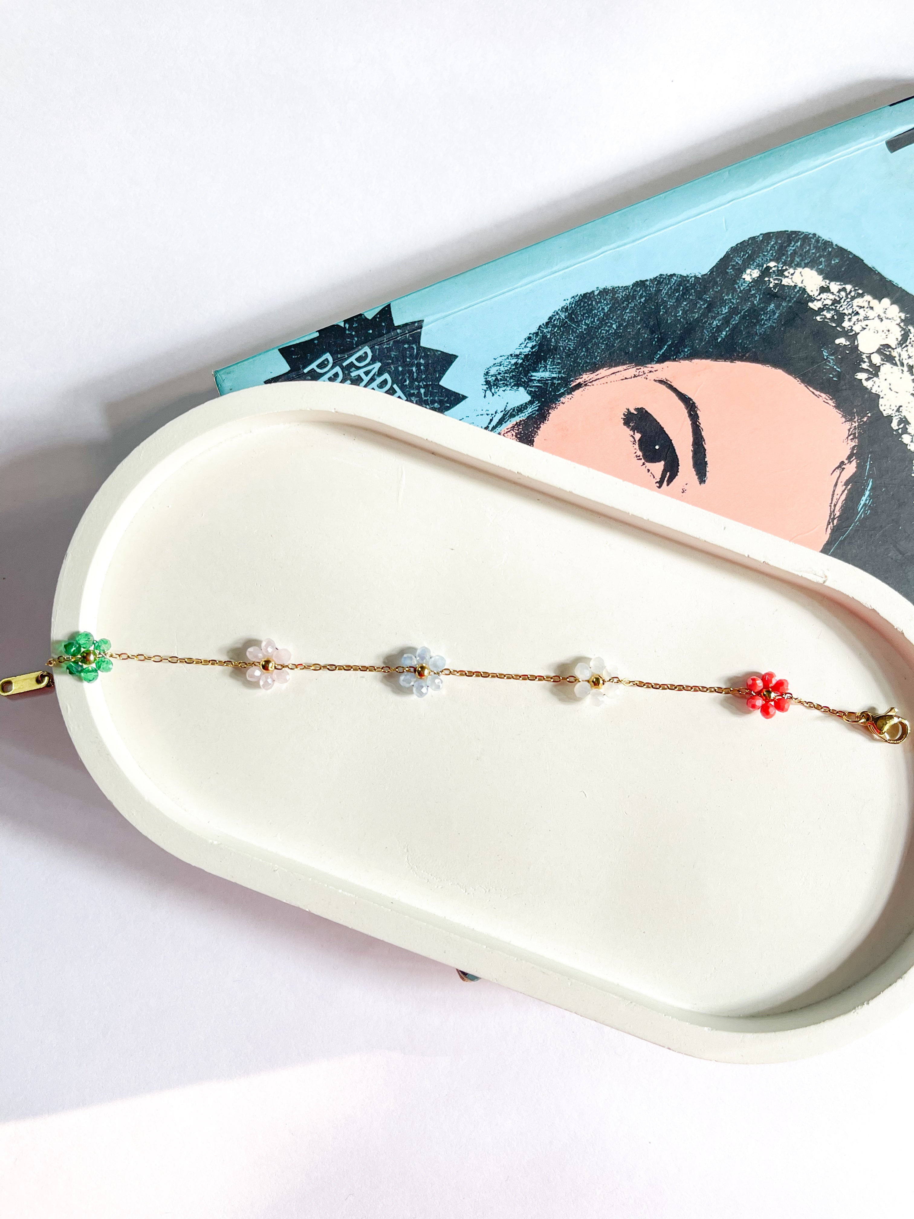 Multicolored flower bracelet