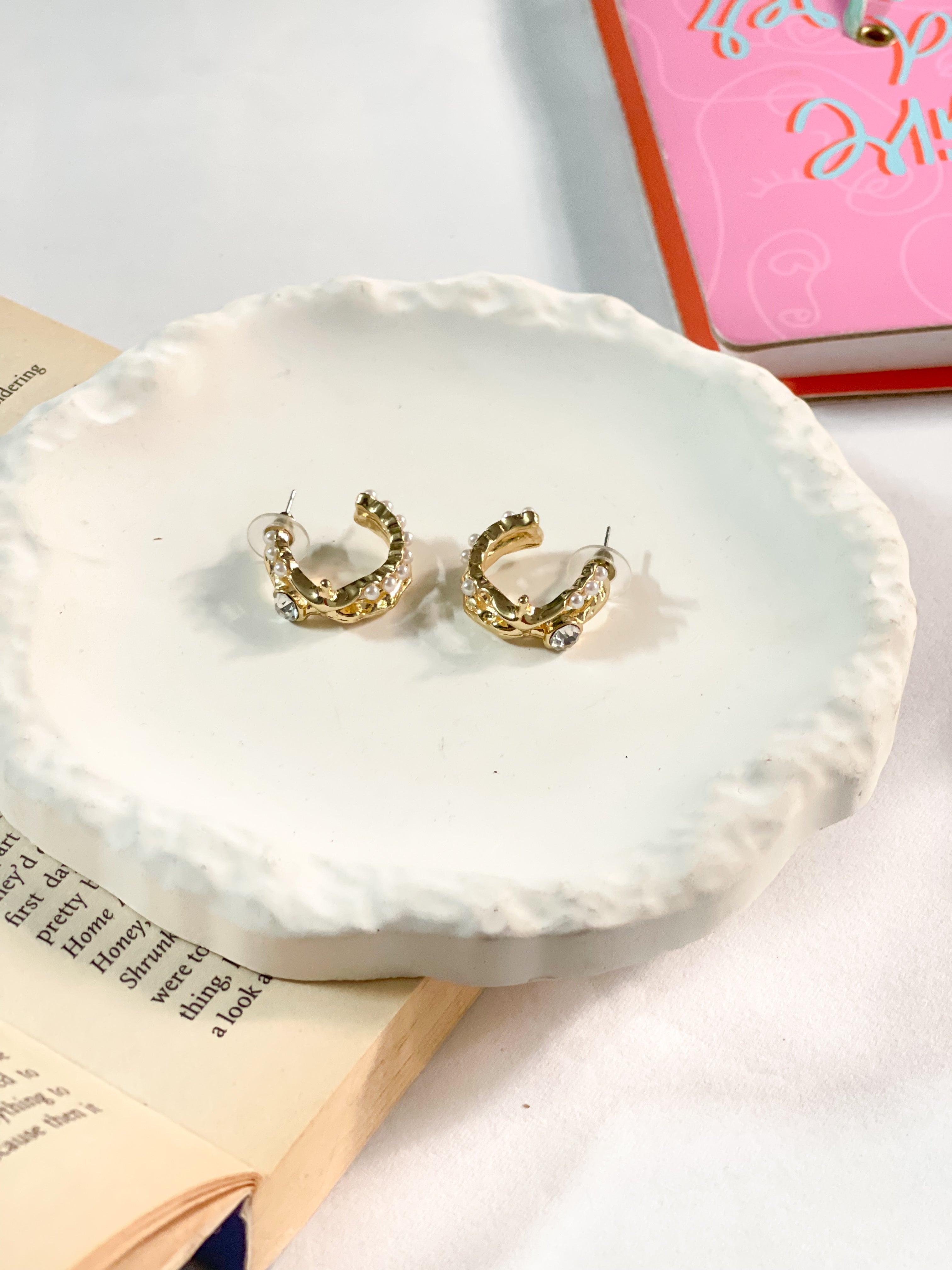 Pearl Stone Hoops